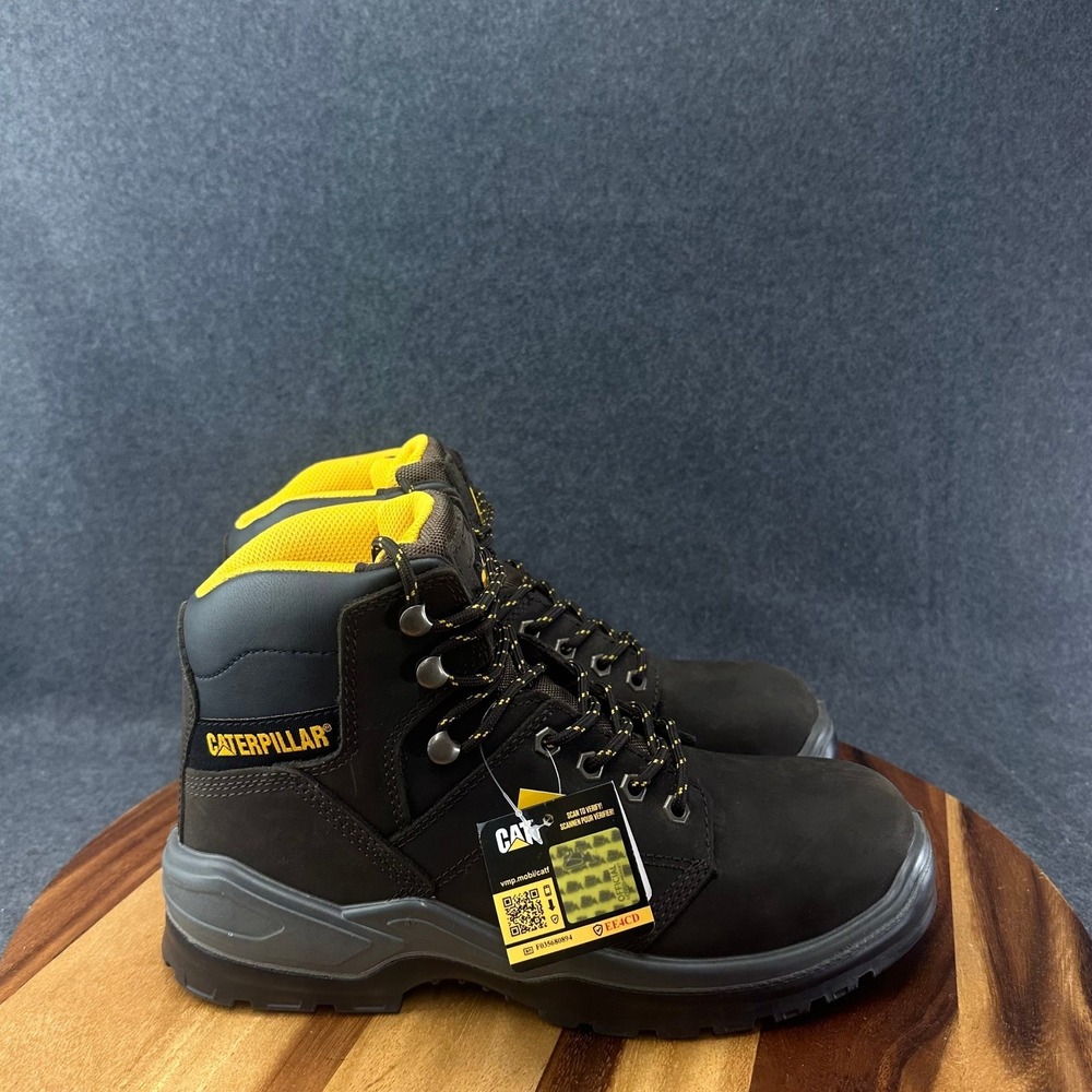 Caterpillar Striver Steel Toe Work Boots Brown Leather Mens Size 10 P91672